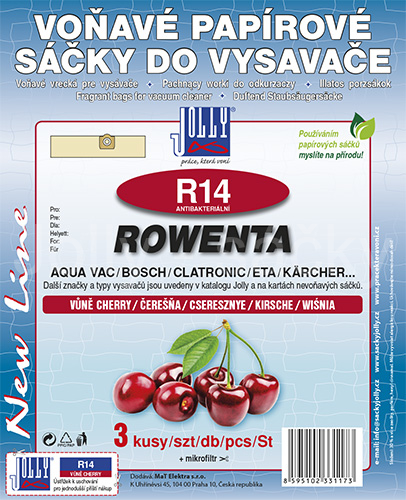 Jolly R14 třešeň voňavé antibakteriální sáčky do vysavačů AQUA VAC; KÄRCHER; ROWENTA a dalších