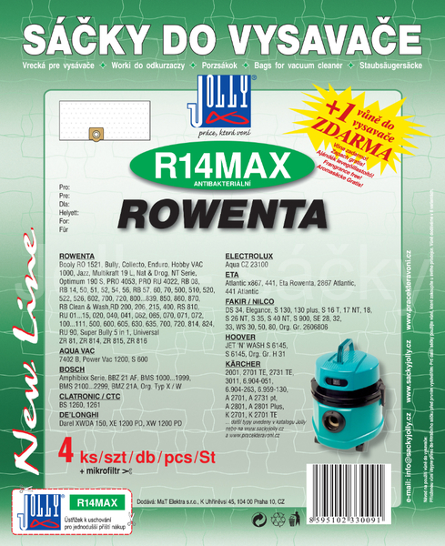 Jolly R14 MAX Textilní sáčky do vysavačů AQUA VAC; KÄRCHER; ROWENTA a dalších 