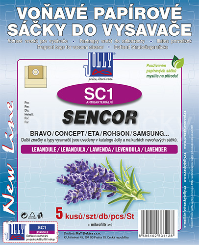Jolly SC1 levandule voňavé antibakteriální sáčky do vysavačů CONCEPT; ETA; SENCOR a dalších