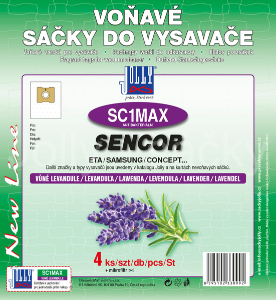 Jolly SC1 MAX LEVANDULE Voňavé textilní sáčky do vysavačů CONCEPT; ETA; SENCOR a dalších 