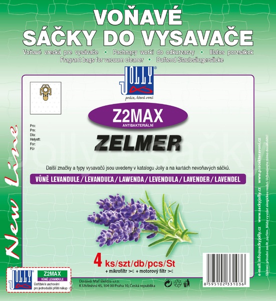 Jolly Z2 MAX LEVANDULE Voňavé textilní sáčky do vysavačů FAKIR/NILCO; HANSEATIC; ZELMER a dalších.